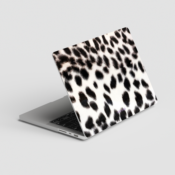 Baby MacBook Case by Loevas – black spots on white, snow leopard style