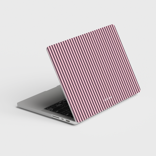 Ella MacBook Case by Loevas – pink and brown thin vertical stripes