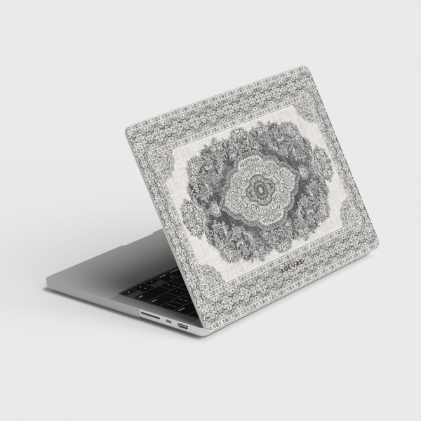 Modeste MacBook Case by Loevas – a grey paisley medallion on cream