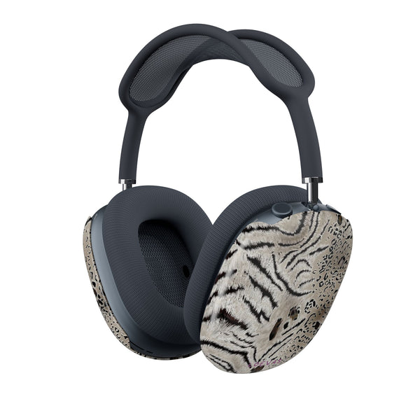 Jungle Muse AirPods Max Case by Loevas – tiger and leopard print in grey and sand
