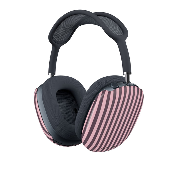 Ella AirPods Max Case by Loevas – pink and brown thin vertical stripes
