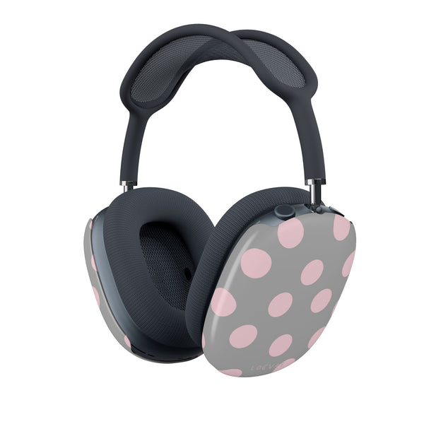 Grey PolkaDot AirPods Max Case by Loevas – pink polka dots on soft grey