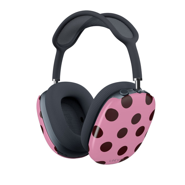 Wine AirPods Max Case by Loevas – burgundy polka dots on pink