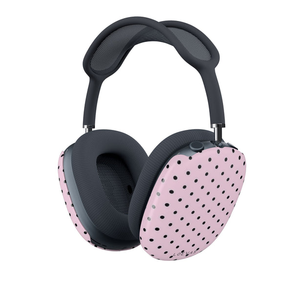 Pink Polkadot AirPods Max Case by Loevas – tiny black polka dots on baby pink