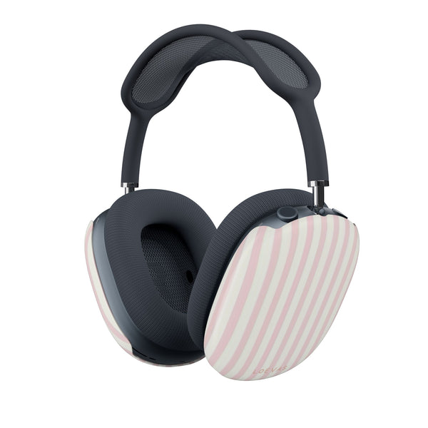 Victoria AirPods Max Case by Loevas – pale pink pinstripes on cream