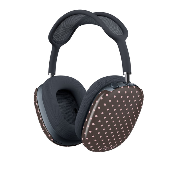 Brownie AirPods Max Case by Loevas – white pin dots on chocolate brown
