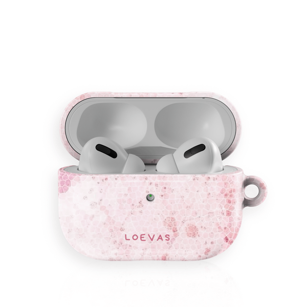 Bloomosaic AirPods Case by Loevas – pale pink marble print with rose speckles