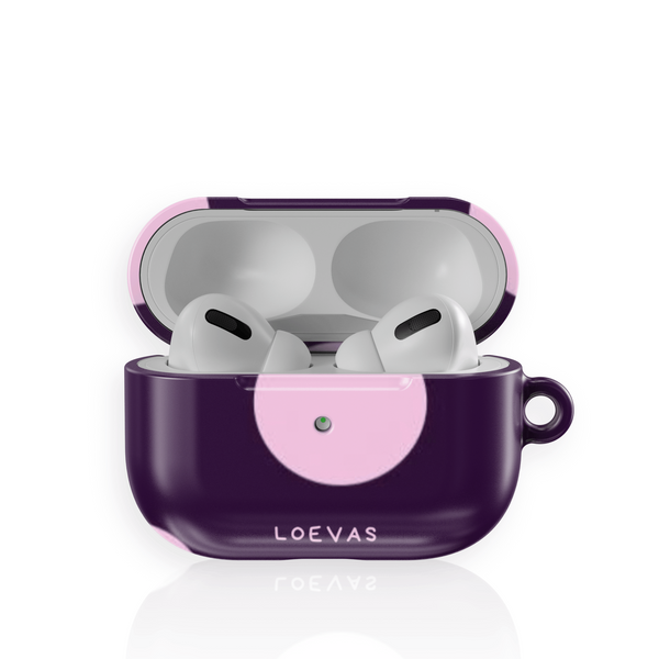 Blueberry AirPods Case by Loevas – pink polka dots on deep plum