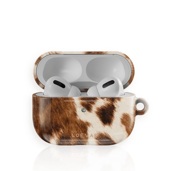 Seleste AirPods Case by Loevas – brown and white cowhide print