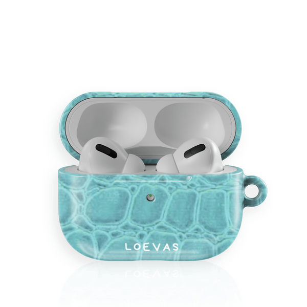 Molly AirPods Case by Loevas – turquoise crocodile texture print