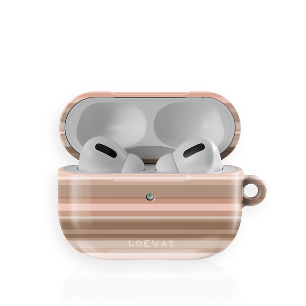 Florence AirPods Case by Loevas – peach, sage and pink horizontal stripes