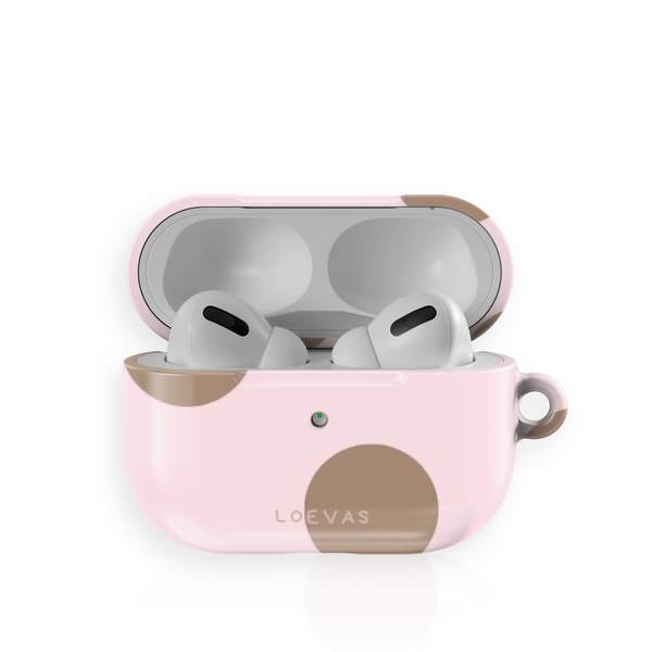 Baby Pink Polkadot AirPods Case by Loevas – brown polka dots on baby pink