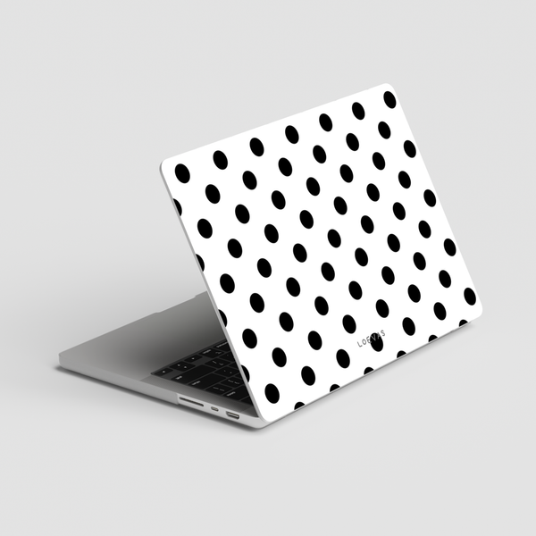 Polka Dot MacBook Case by Loevas – black polka dots on white